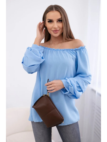 Spanish blouse with decorative sleeves blue