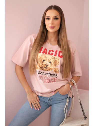 Blouse with Magic print in dark powder pink