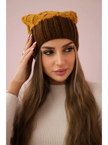marka niezdefiniowana Cap with fleece Milano K203 mustard melange+brown