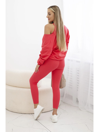 3-piece set sweatshirt + top + leggings raspberry