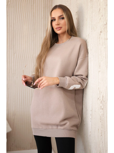 Insulated sweatshirt with California inscription dark beige