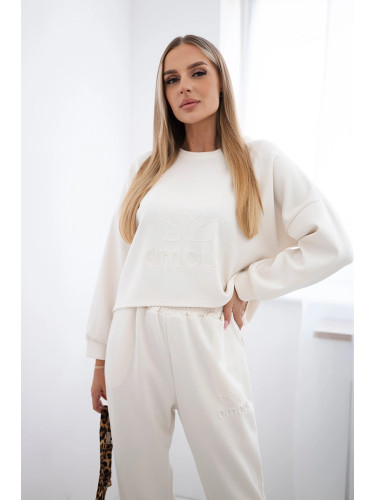 Kesi Włoski Viscose set Amour sweatshirt + pants dark beige
