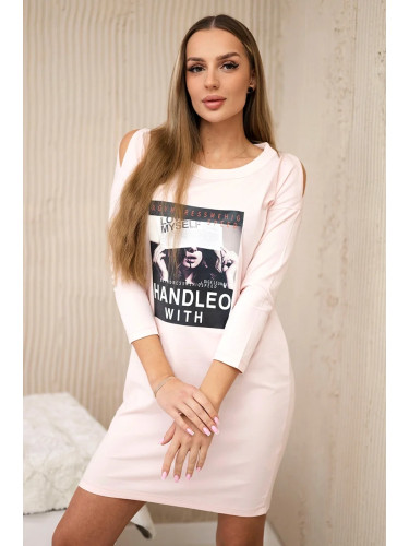 Dress with print Handle with powder pink