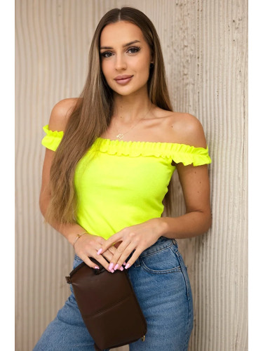 Yellow neon blouse with frills