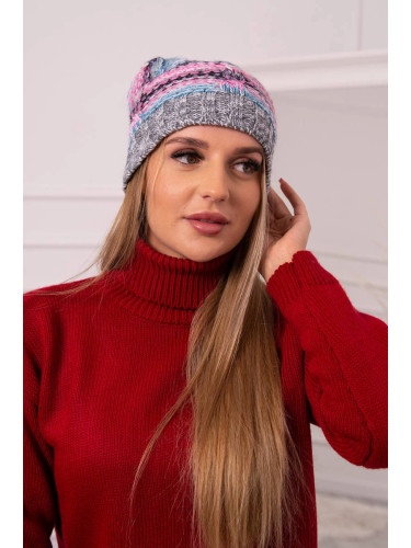 marka niezdefiniowana Cap with fleece Klaudia K255 pink+dark grey