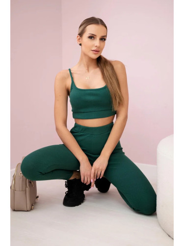 Striped top set with a green blouse