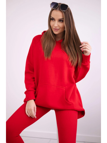 Cotton set insulated sweatshirt + leggings red