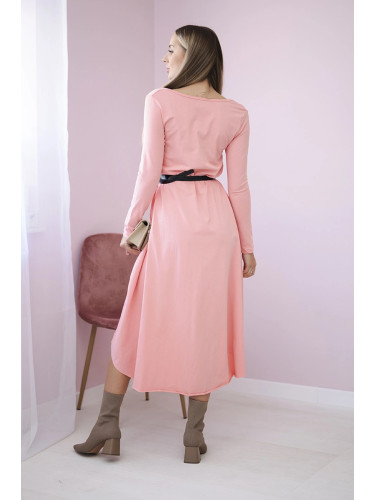 Dress with decorative belt and apricot inscription