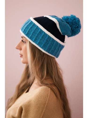 Women's cap Kinga K297 turquoise + navy blue