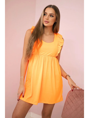 Dress with ruffles on the sides orange neon