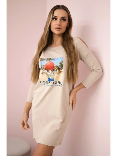 Honey girl beige print dress
