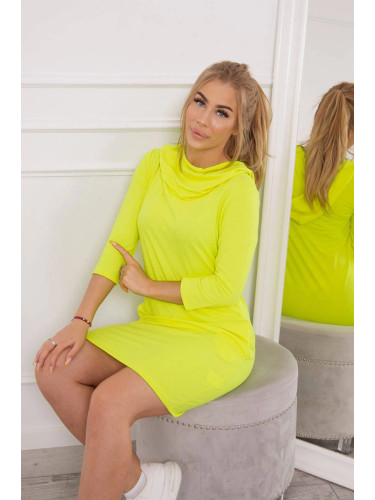 Dress with hood and pockets yellow neon color
