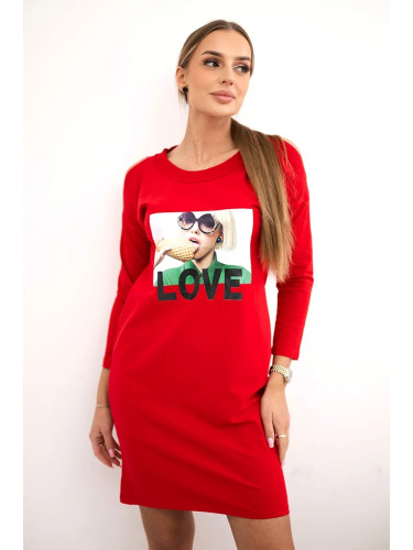 Dress with red love print