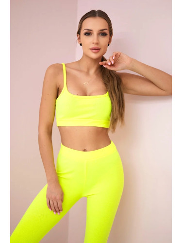 Striped top set with a yellow neon blouse