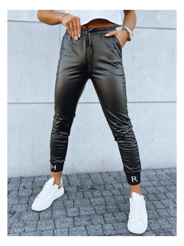 Spodnie damskie skórzane joggery TERRACE czarne Dstreet