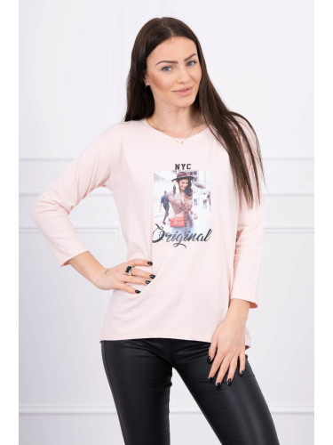 Original print blouse powder pink
