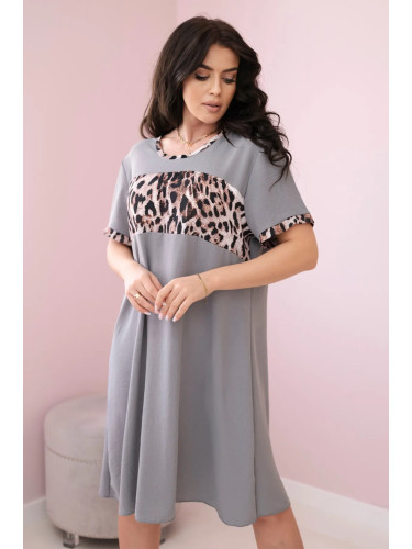 Gray dress with leopard print