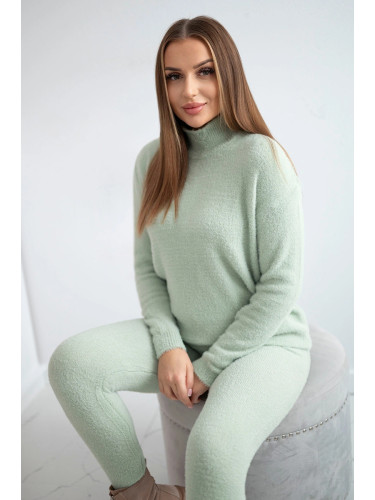 Two-piece set of dark mint alpaca sweaters