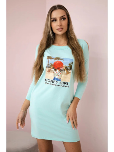 Honey girl mint print dress