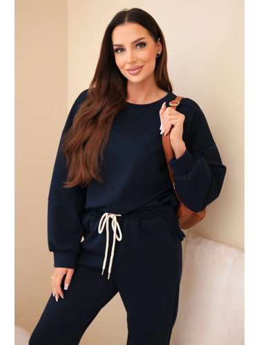 Włoski Viscose set sweatshirt + pants navy blue