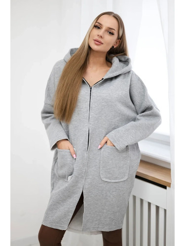 Insulated sweatshirt with a longer back in gray color