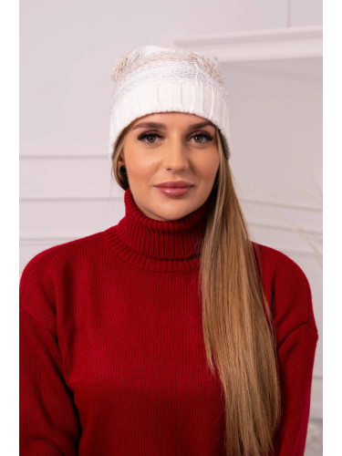 Kesi Cap with fleece Monika K256 dark beige+ecru