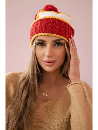 Women's cap Kinga K297 foxy + mustard + ecru
