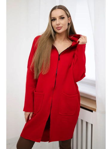 Insulated sweatshirt with a longer back part red