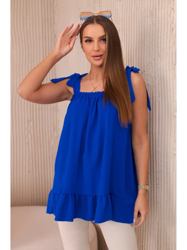 Blouse with bows cornflower blue