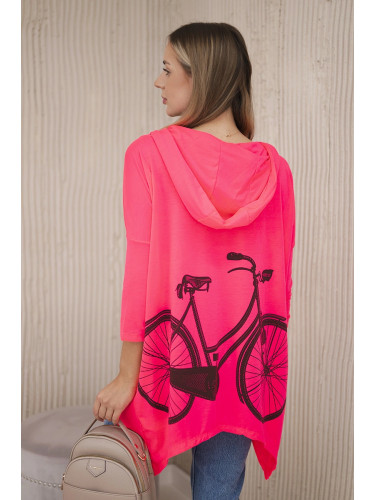 Sweatshirt with pink neon bicycle print