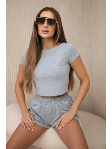 Cotton set with shorts in gray color