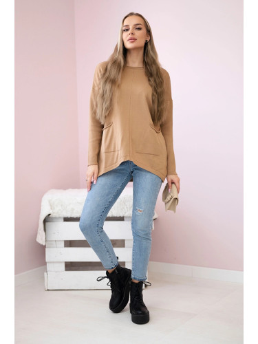 Sweater with front pockets Camel