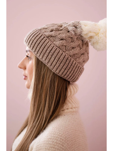 Kesi Cap with fleece Ilona K218 beige+ecru