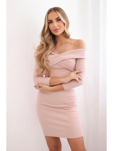 V-neck dress in dark powder pink