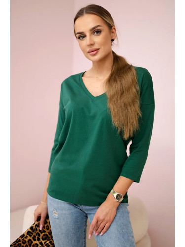 Green blouse with V-neck