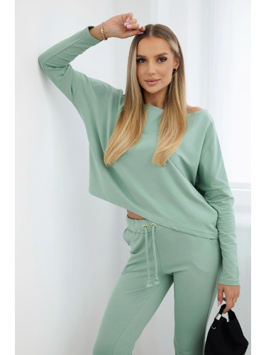 Set with oversize blouse dark mint