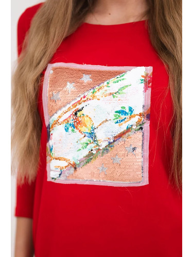 Dress with 3D Bird red graphics