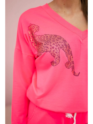 Set with zircon panther pink neon