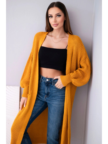 Włoski Sweater long cardigan mustard