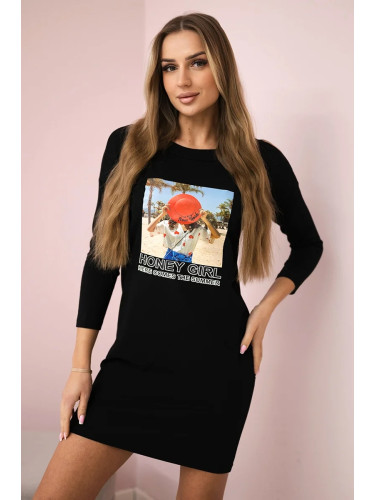Honey girl black print dress