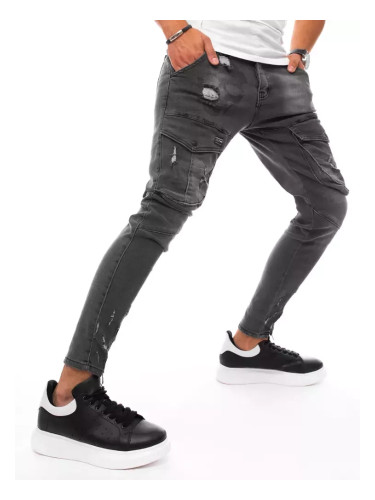 Spodnie męskie jeansowe typu bojówki czarne Dstreet