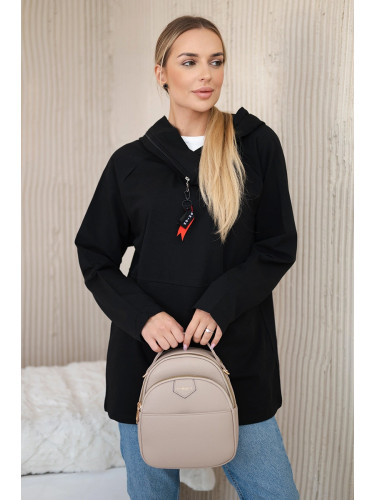 Tunic with zipper on hood Oversize black