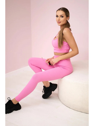 Striped top set with a blouse in light pink color