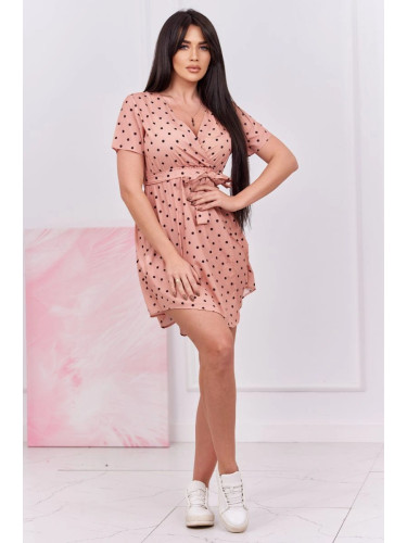 Dotted dress dark apricot