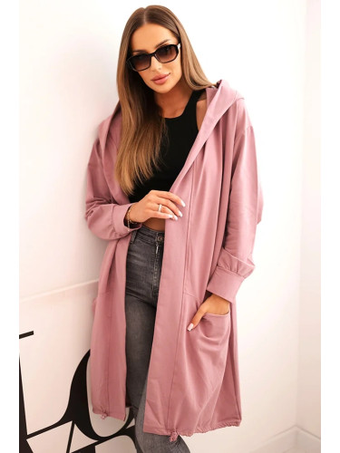 Oversize dark pink cape with hood