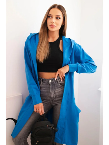 Oversize cape with hood purple-blue