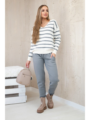 Set of sweaters Striped sweatshirt + Trousers gray