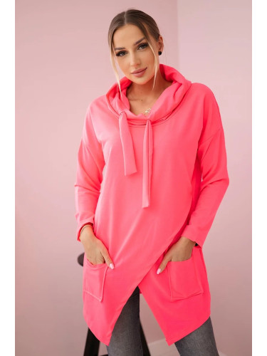 Tunic with clutch front Oversize pink neon