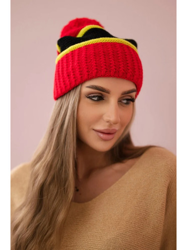 Women's cap Kinga K297 red + kiwi + black