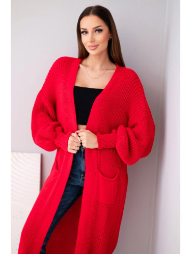 Long cardigan sweater red